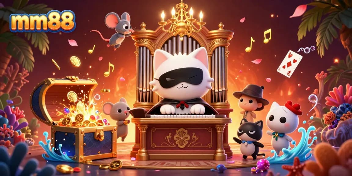 Experience thrilling gameplay at mm88 with a vibrant 3D illustration of a casino scene.