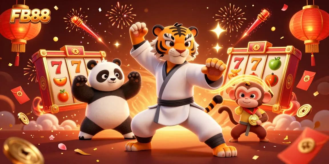 Experience the thrill of winning at FB88 with a dynamic 3D casino scene full of vibrant action and excitement.