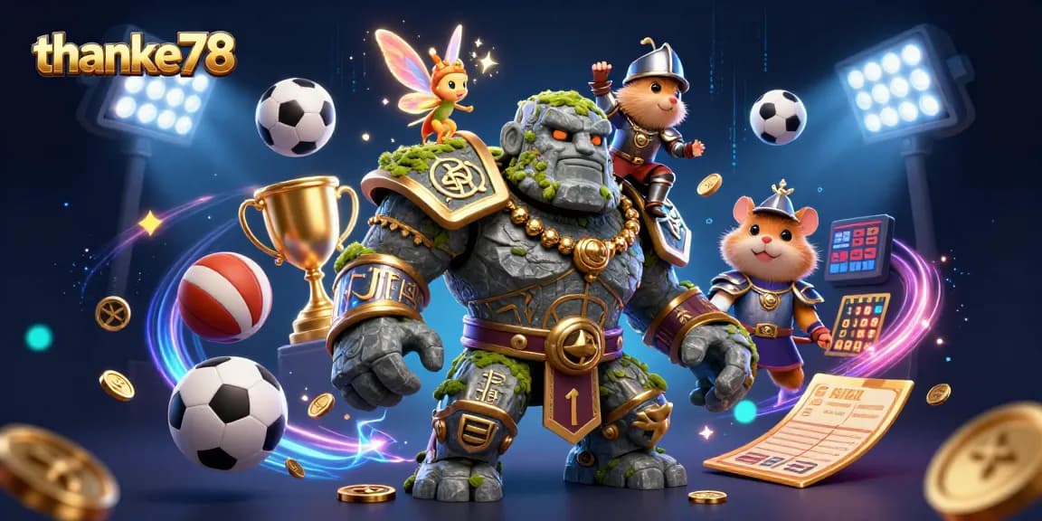 Witness thrilling action at thanke78 with a magical golem, fairy, and hamster knight in an exciting betting arena.