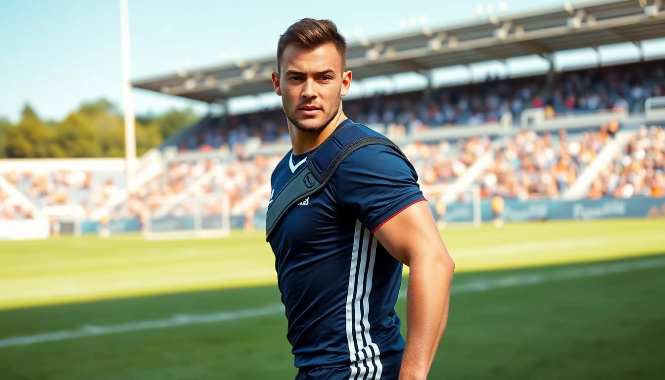 Shoulder braces for football enhancing mobility and support for an athlete during a game.