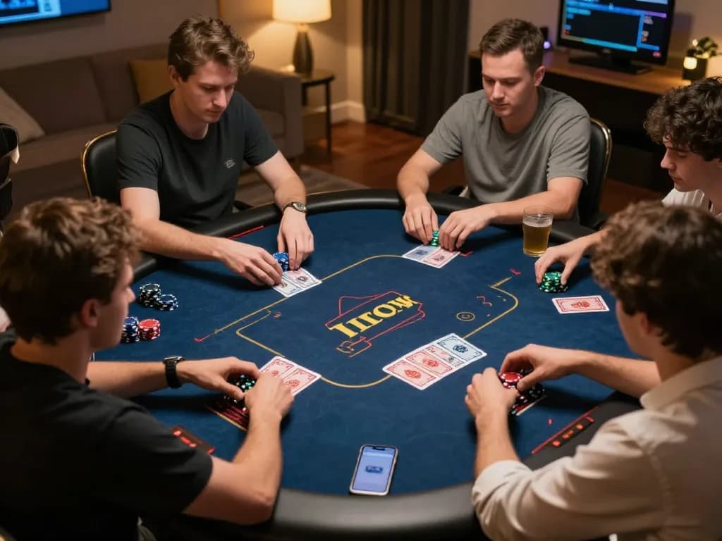 Iwinclub players engage in an exciting online poker game, showcasing a vibrant gaming atmosphere.