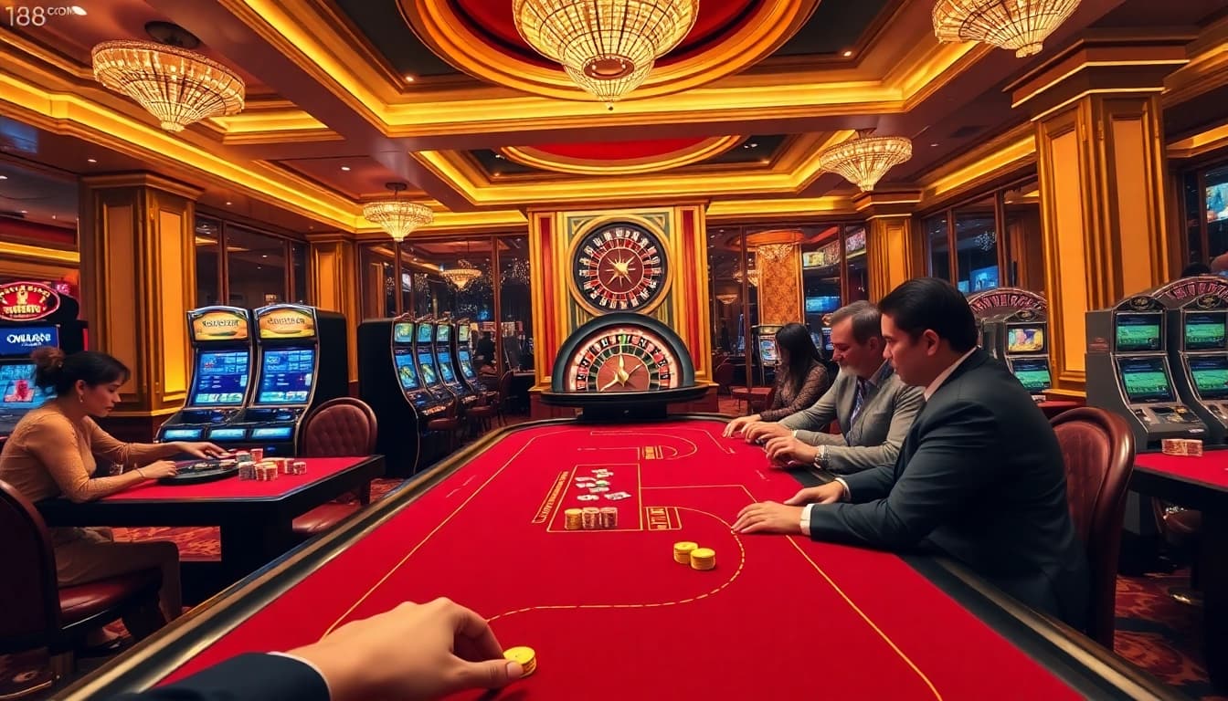Experience the thrill of gambling with live dealer games at https://1j88com/, surrounded by luxurious casino elements.