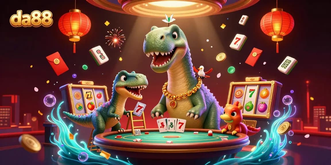 Experience winning strategies with da88 in this vibrant 3D casino illustration featuring dynamic elements.