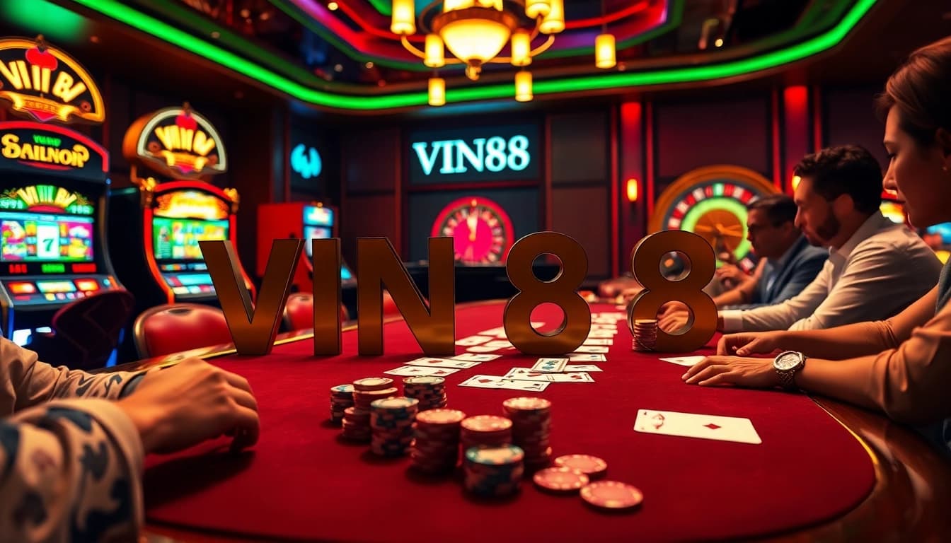 Experience the thrill of gaming with VIN88 at a luxurious casino table filled with excitement.