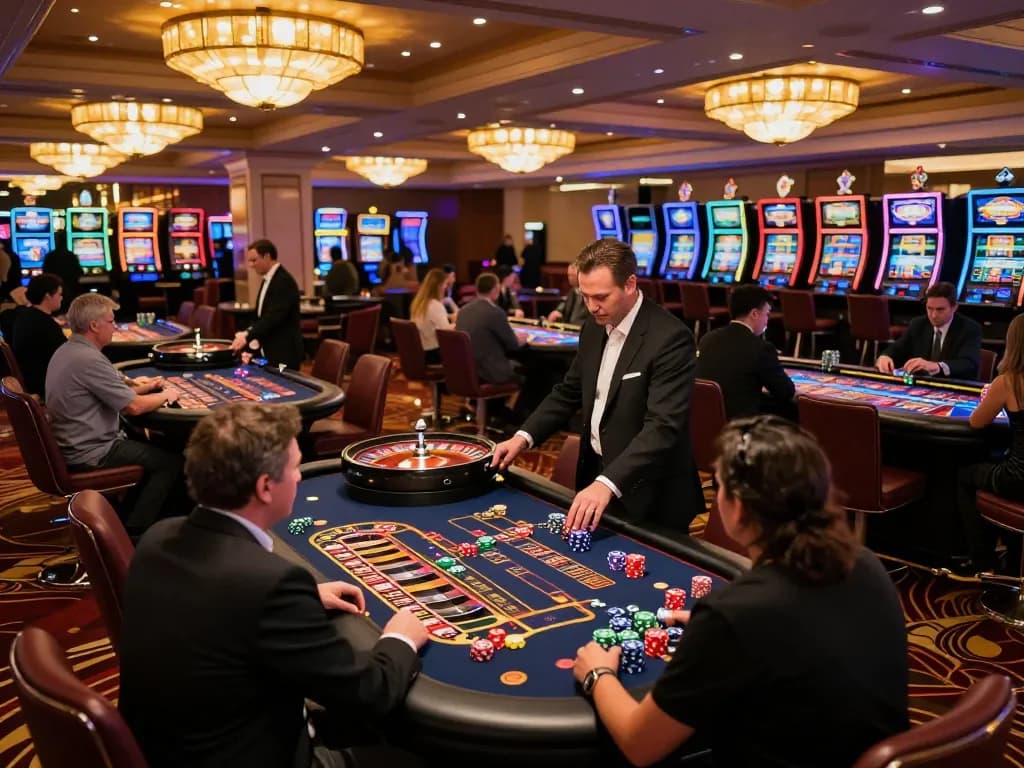 Players enjoying exciting roulette games at 789 club casino, vibrant atmosphere with colorful chips and engaging dealers.