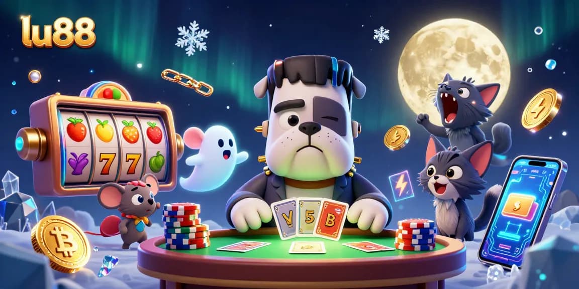 Experience exciting slot games at Lu88 with colorful characters and coins.