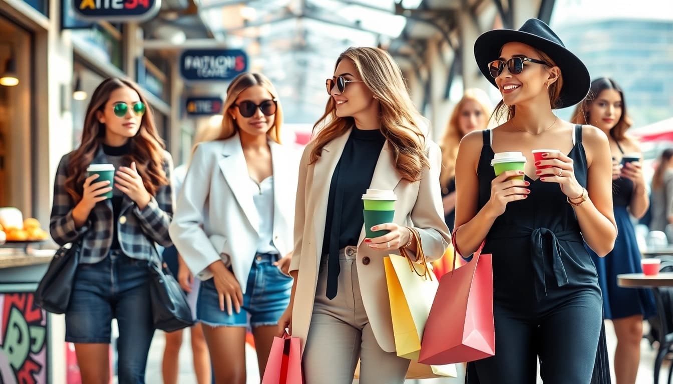 Women Fashion displayed through diverse styles in a vibrant urban setting.