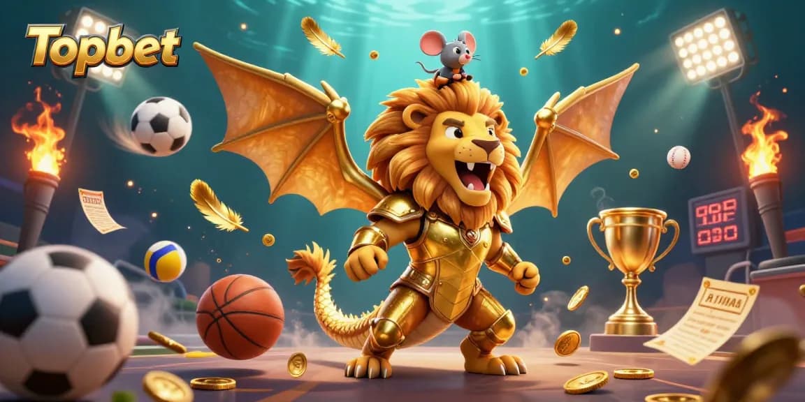 Experience thrilling action at Topbet with golden rewards soaring through a vibrant casino atmosphere.