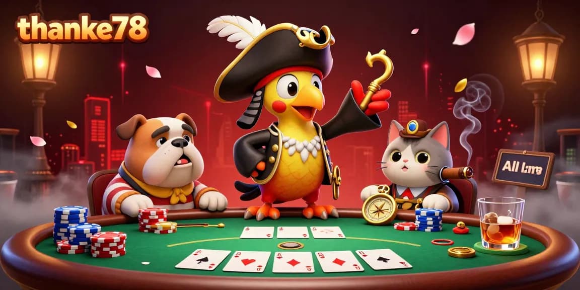 Experience thrilling moments at thanke78 with gripping poker action amidst colorful gambling elements.