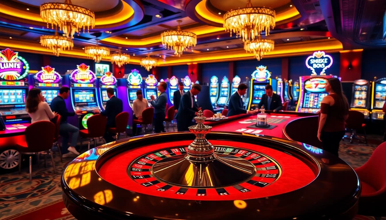 Place bets on the roulette table at thabethome.com, surrounded by vibrant casino excitement.