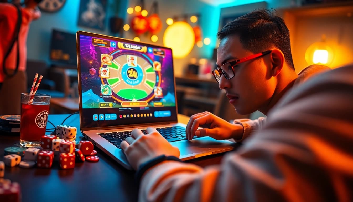 Tài Xỉu MD5 online gaming experience showcasing vibrant action and a focused player.