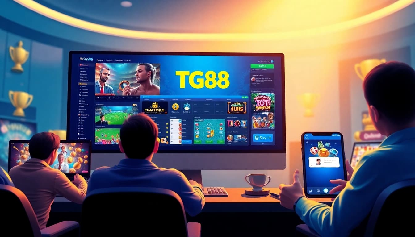 TG88 online gaming platform with vibrant user interface showcasing sports betting and casino games.