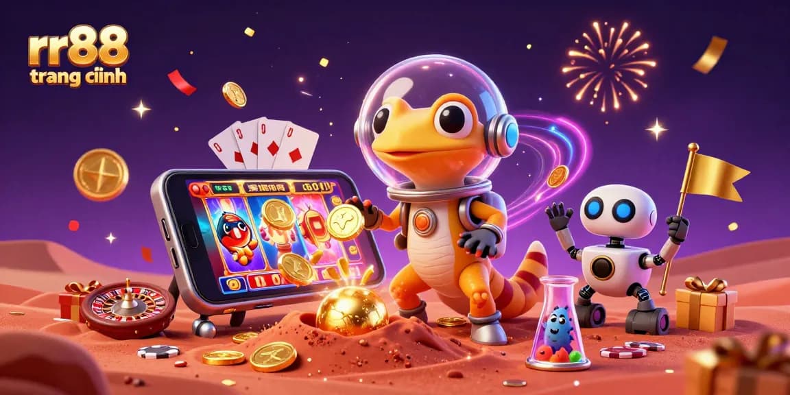 Engage with rr88 trang chính through thrilling casino adventures featuring vibrant slot games and Martian characters.
