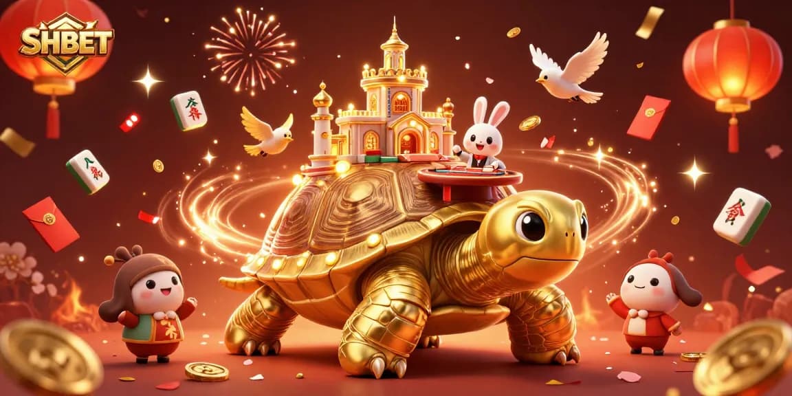 Experience thrilling gaming with SHBET's 3D casino-themed illustration featuring vibrant elements and characters.