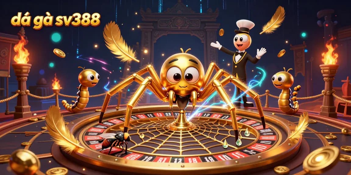 Experience the thrill of đá gà sv388 with a vibrant 3D casino illustration capturing intense bets and excitement.