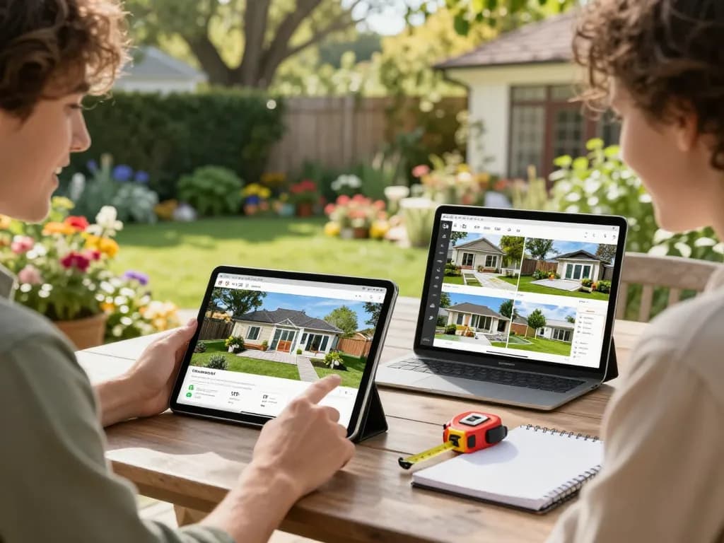 Veranda configurator allowing homeowners to design unique outdoor spaces in a vibrant garden