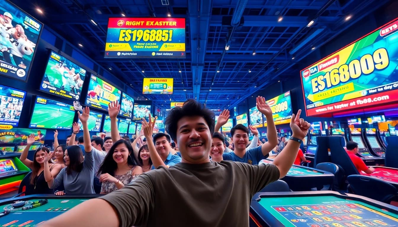 Experience the thrill of sports betting at fb88.com with enthusiastic bettors in an exciting casino scene.