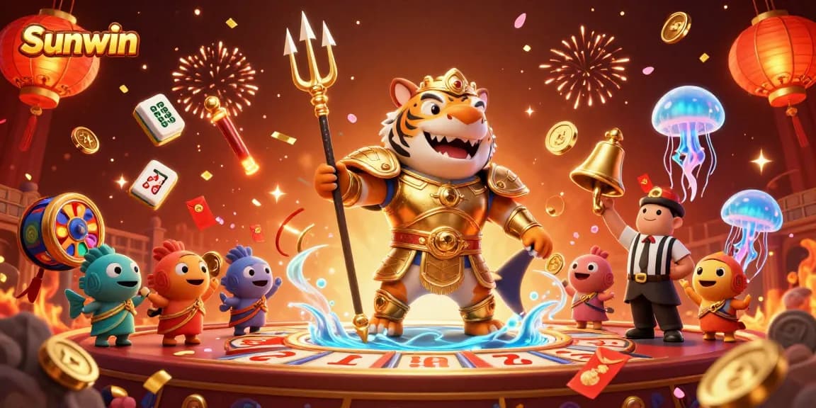 Engage in thrilling gameplay at Sunwin, featuring a vibrant underwater casino scene with dynamic elements.