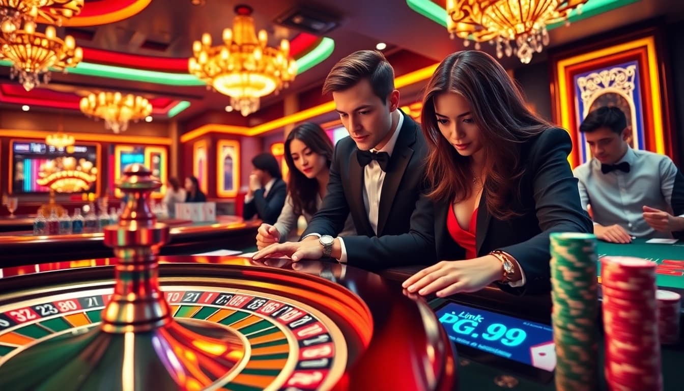 Experience excitement at the casino with 'Link vào PG99' as players engage in thrilling games.