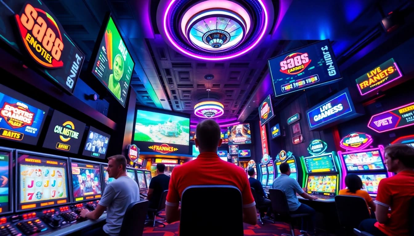 Exciting gaming scene at DA88, showcasing vibrant slots and live betting.