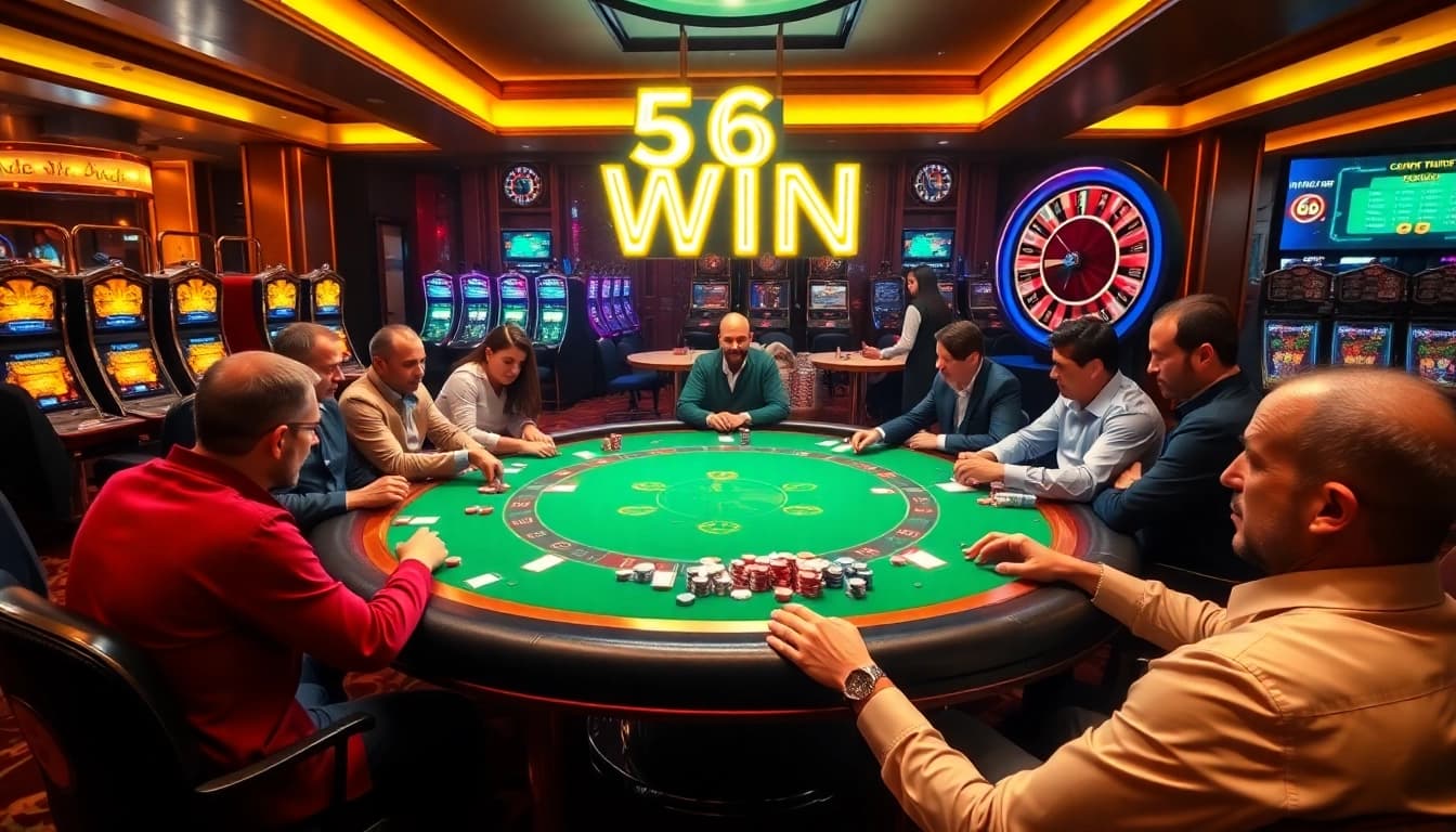 Experience thrilling casino gameplay as players strategize their next move at the 56 WIN table.