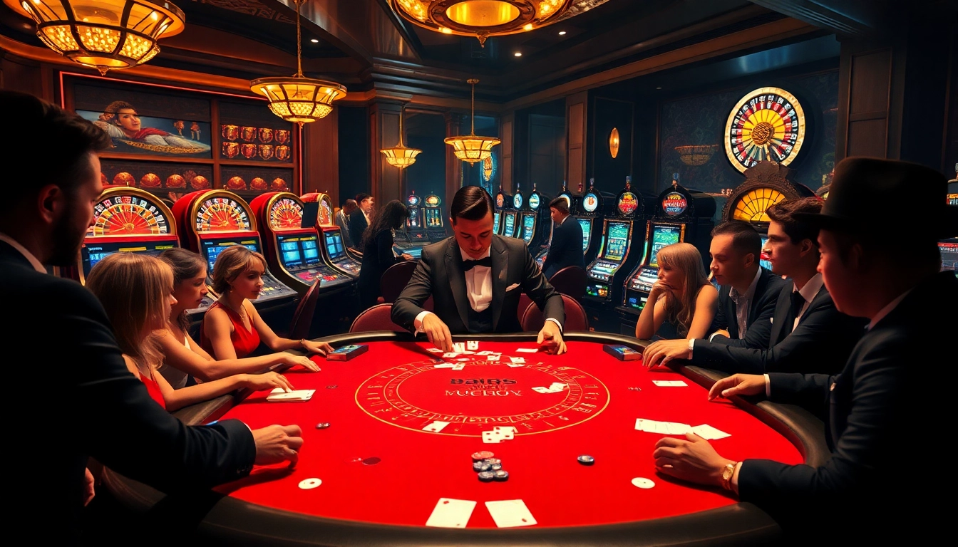Players enjoying high-stakes poker at ph33.info's luxurious casino scene.