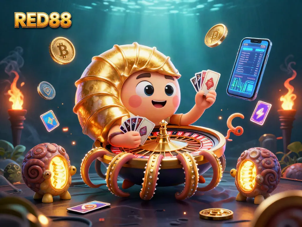 Experience exhilarating betting at RED88 with vibrant 3D casino characters and crypto elements.