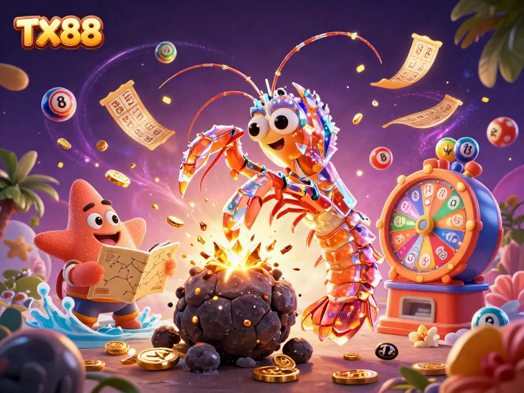 TX88 offers a thrilling lottery experience with vibrant games and golden prizes raining down.