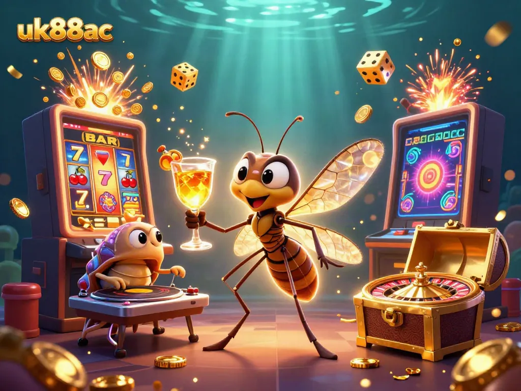 Engage in thrilling gaming at uk88ac with the vibrant casino mascot and exciting slot action.