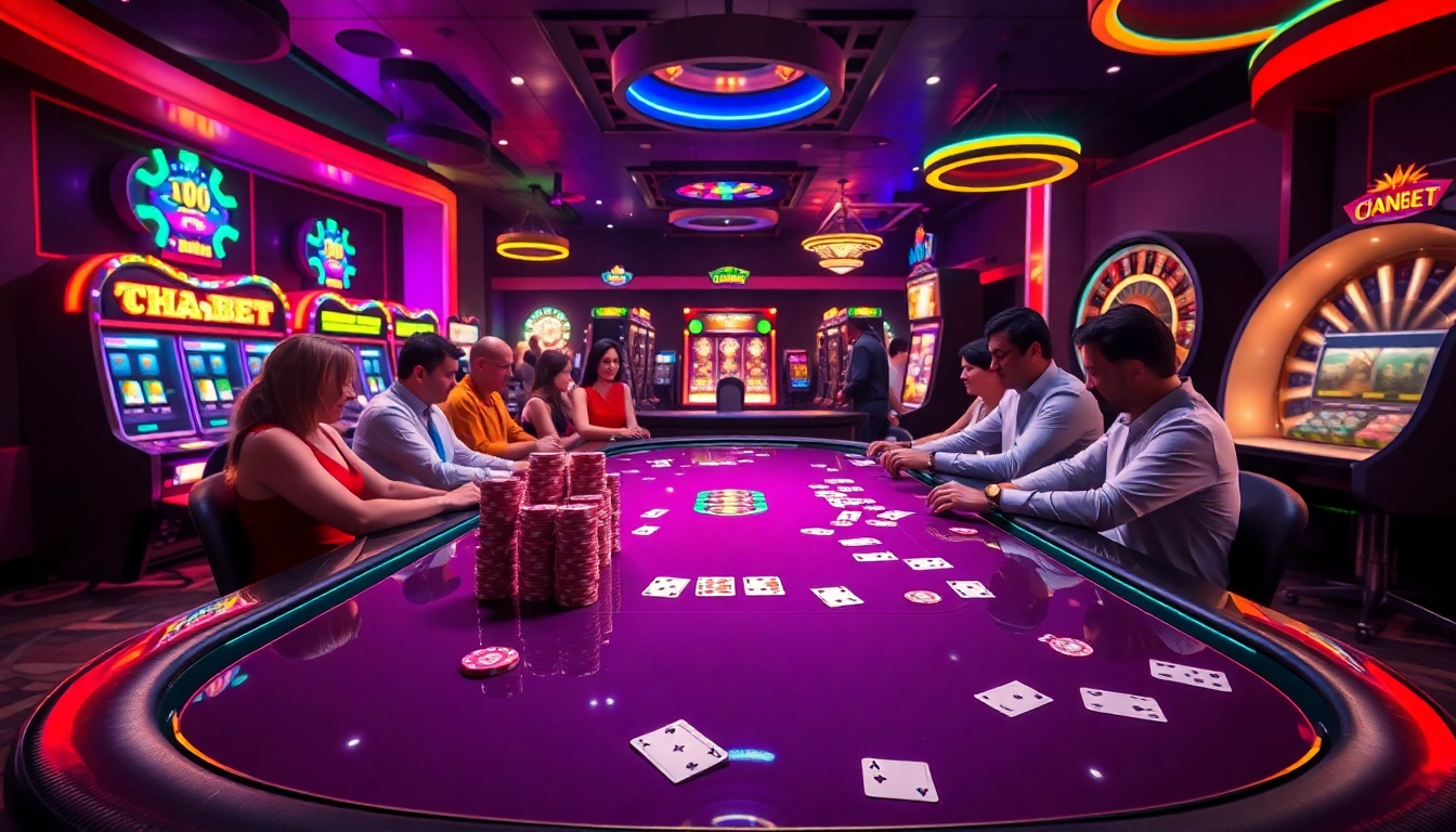 Tha bet takes center stage at an energetic poker table in a lively casino.