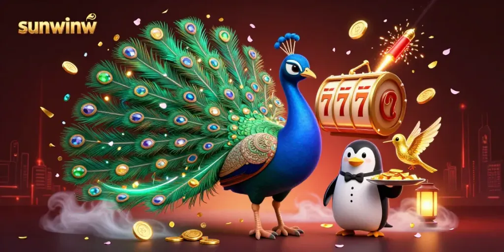 Experience thrilling gameplay with sunwinw's vibrant casino illustration showcasing dynamic slot elements.
