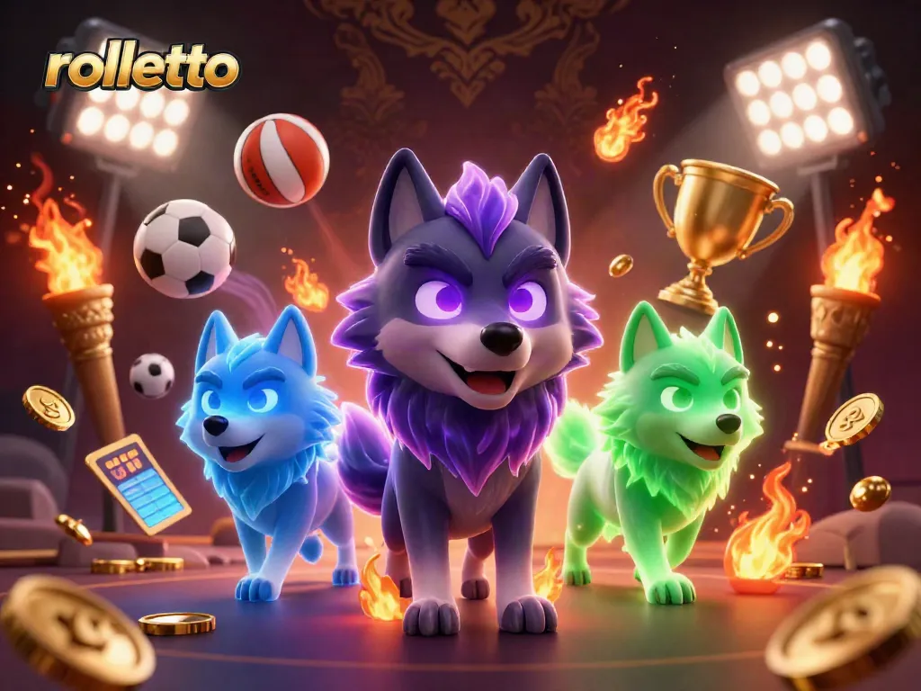 Betting with rolletto in an ultra-detailed 3D scene featuring dynamic sports elements and vibrant action.