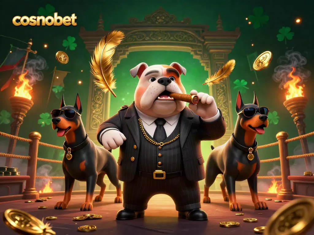 Engage with cosmobet in a thrilling 3D casino illustration showcasing vibrant mafia-themed elements.