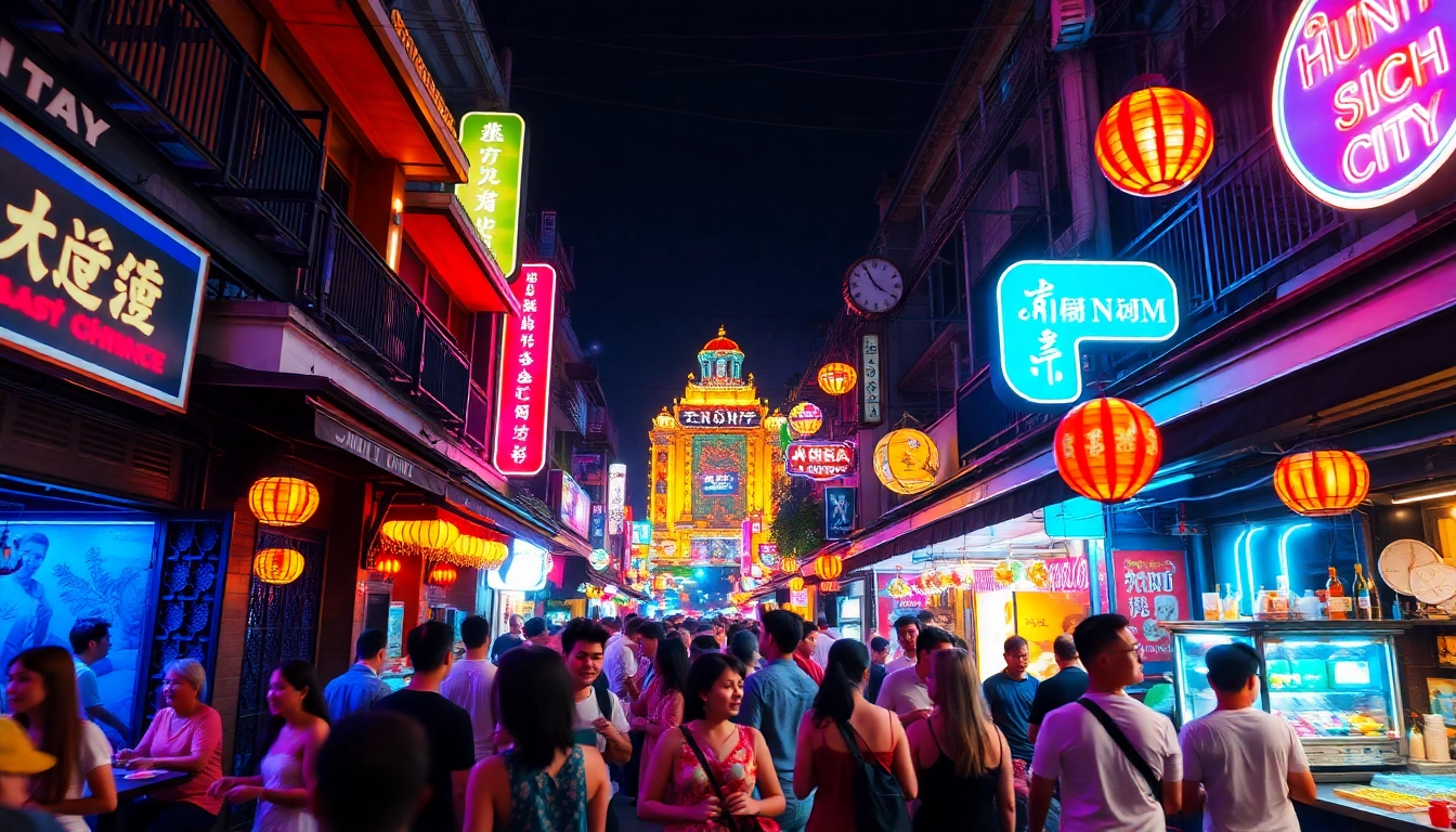 Experience the vibrancy of 호치민밤문화 with lively nightlife scenes and colorful neon lights.