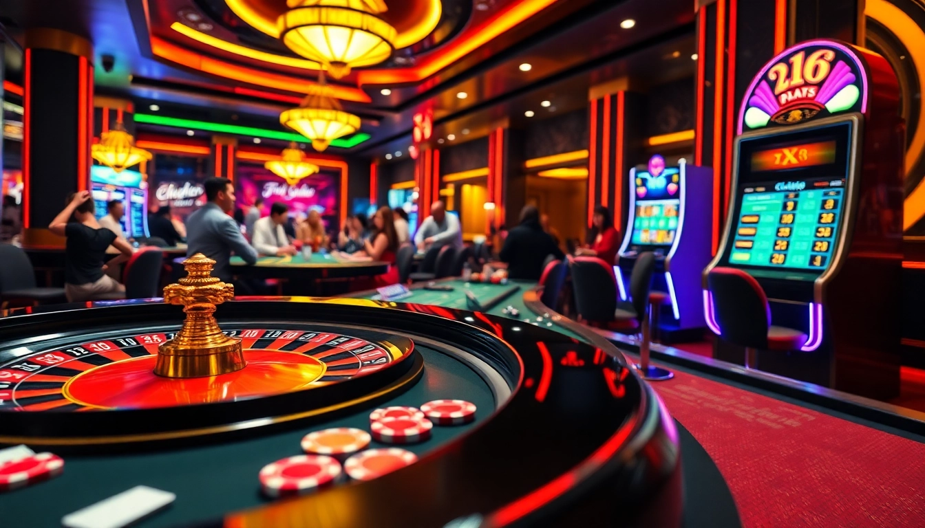 Experience the thrill of gambling at Nhà cái xx88 with vibrant casino visuals showcasing games and excitement.