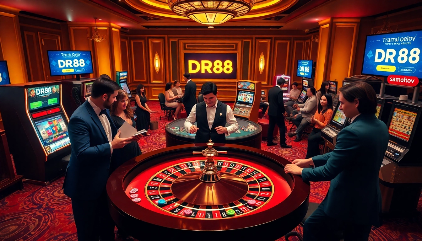 Players enjoy thrilling casino games at DR88, featuring roulette, slots, and poker.