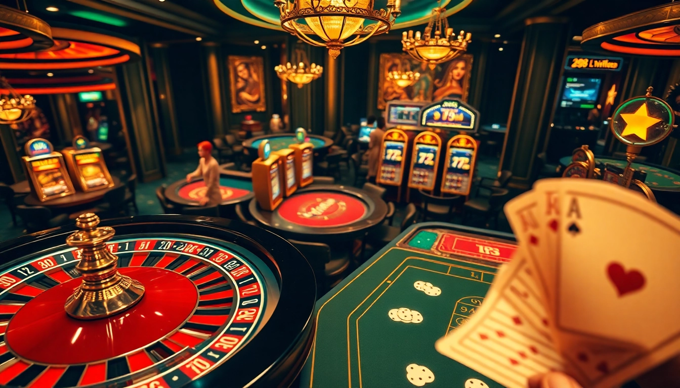 Experience thrilling gameplay with https://s88.works/ at a luxurious casino filled with vibrant tables and slot machines.