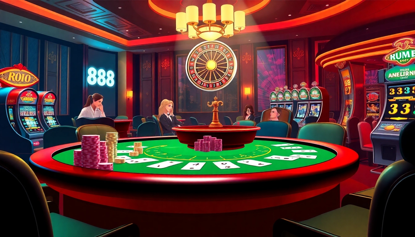 Engaging players at a poker table, highlighting the excitement of đăng nhập 888b in a luxurious casino setting.