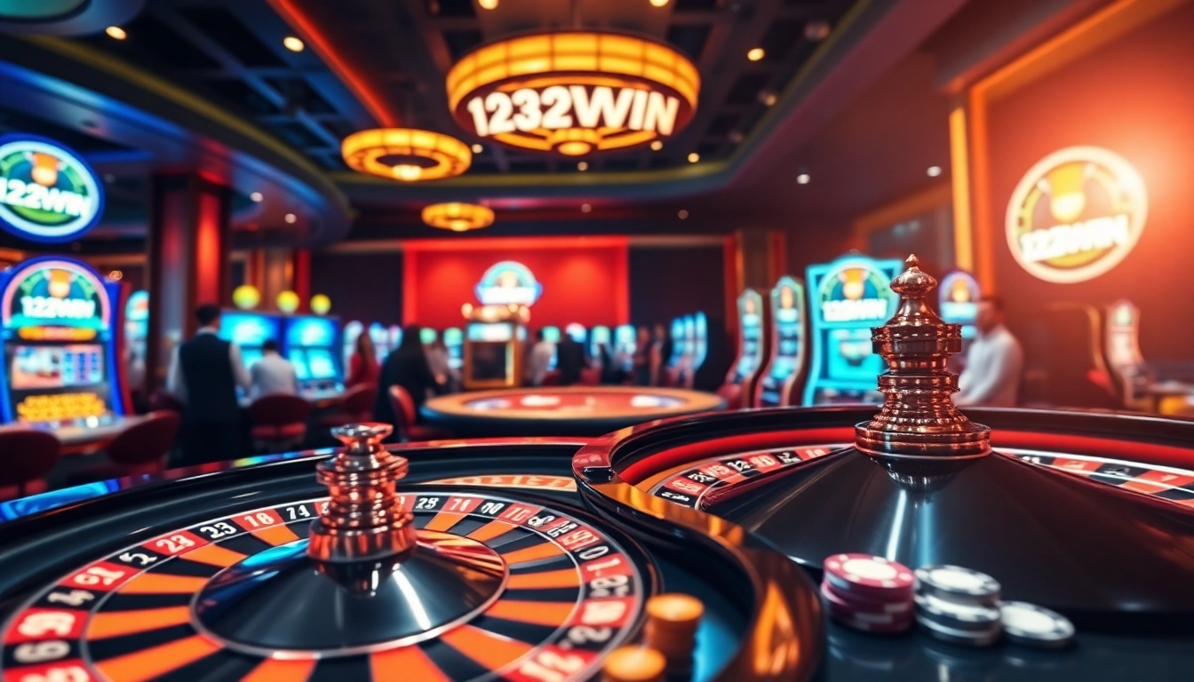 Engaged gamblers enjoying their experience at 123WIN casino with vibrant games and excitement.