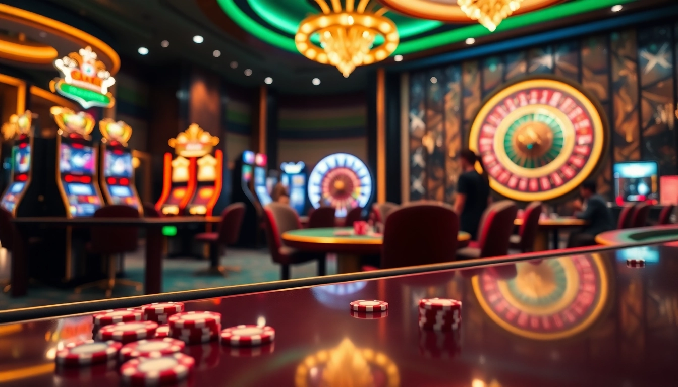 Experience SV88's vibrant atmosphere with baccarat tables and dynamic casino games in a luxurious setting.