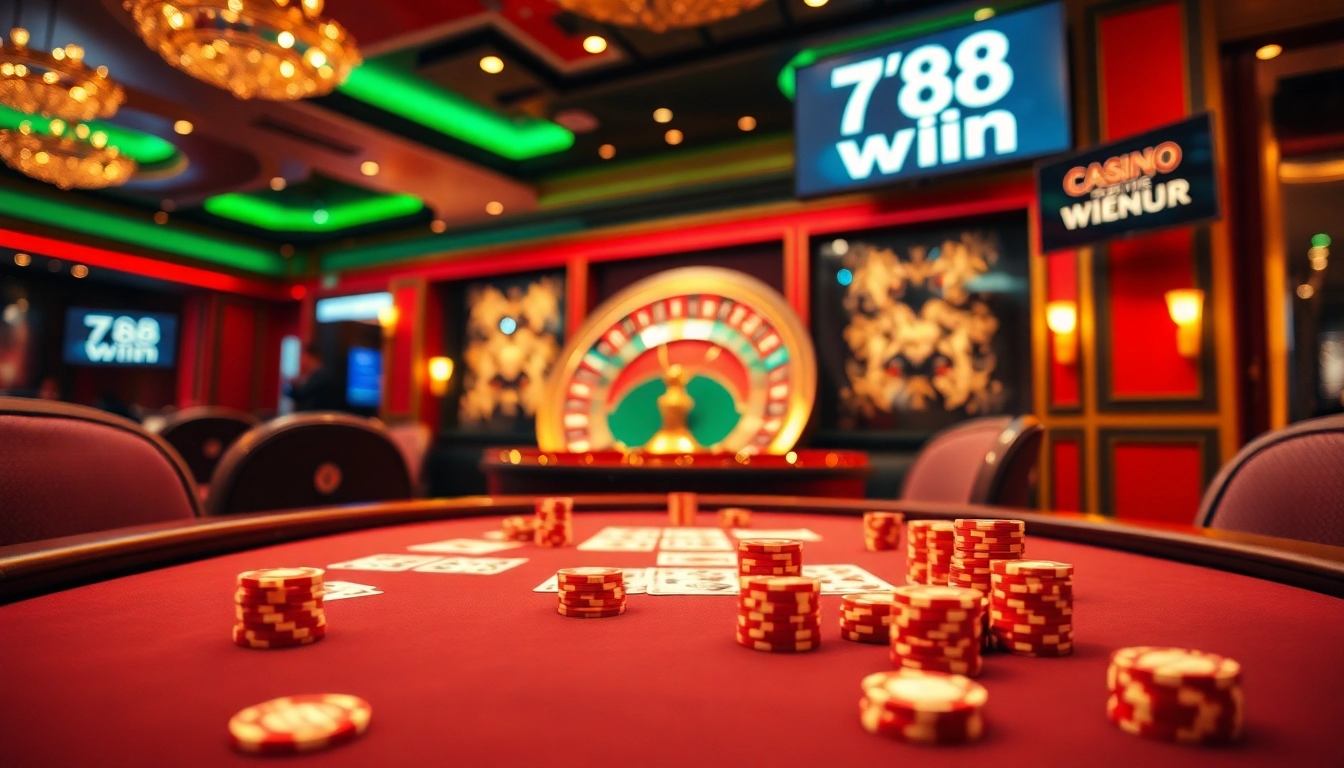Feel the excitement of winning at the casino with 789 win poker chips and an elegant table.
