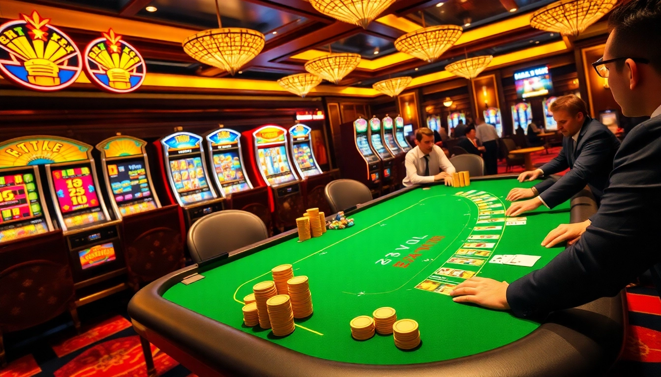 Experience thrilling action at 78WIN's premier gaming tables, showcasing excitement and luxury in gambling.