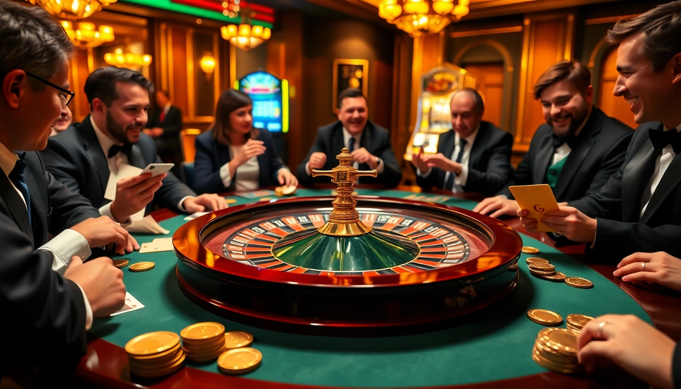 Players engaging at the roulette table for a thrilling win55 gambling experience.