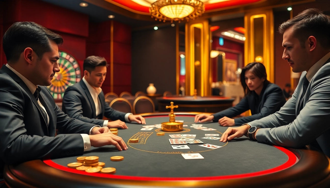 Experience thrilling poker gameplay at RR88 with luxurious casino ambiance and engaging players.
