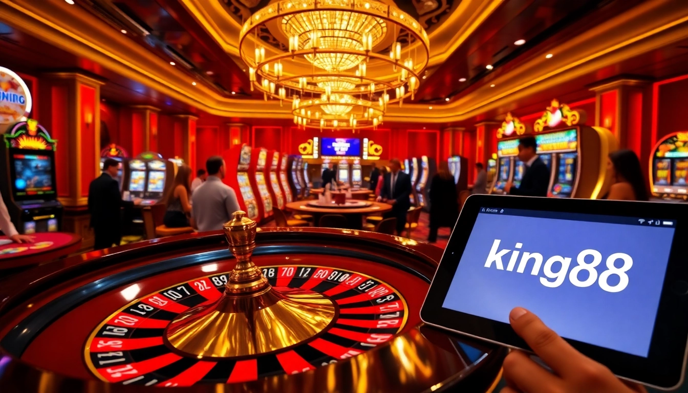Experience thrilling gameplay at king88 with an exciting casino scene showcasing roulette and poker chips.