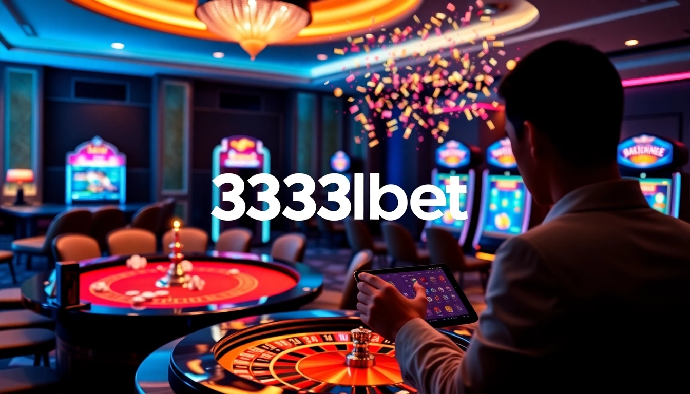 333bet Login interface on a stylish device with casino elements, highlighting excitement in online gambling.