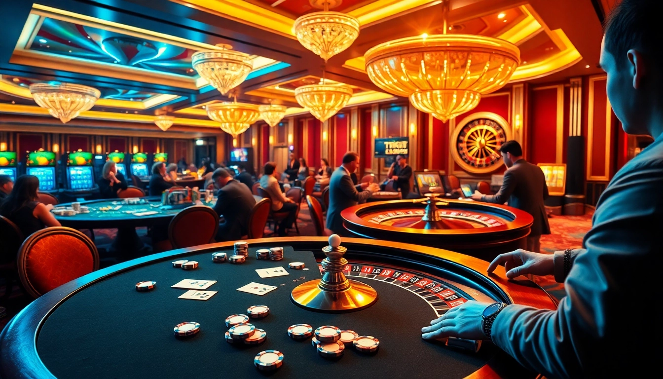 Players enjoying skilled poker and roulette games at 789bet's luxurious casino environment.