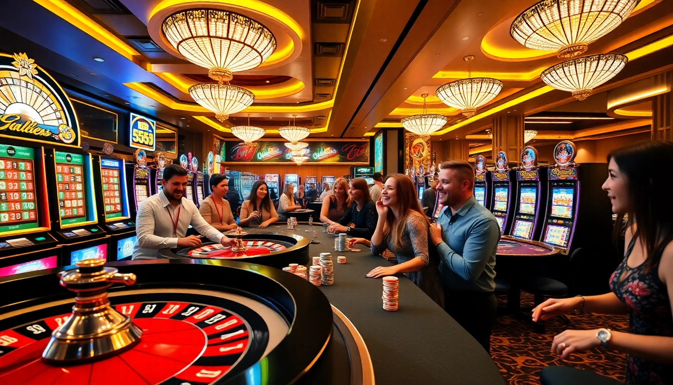 Players enjoying a thrilling moment at BL555 casino with vibrant tables and dynamic games.