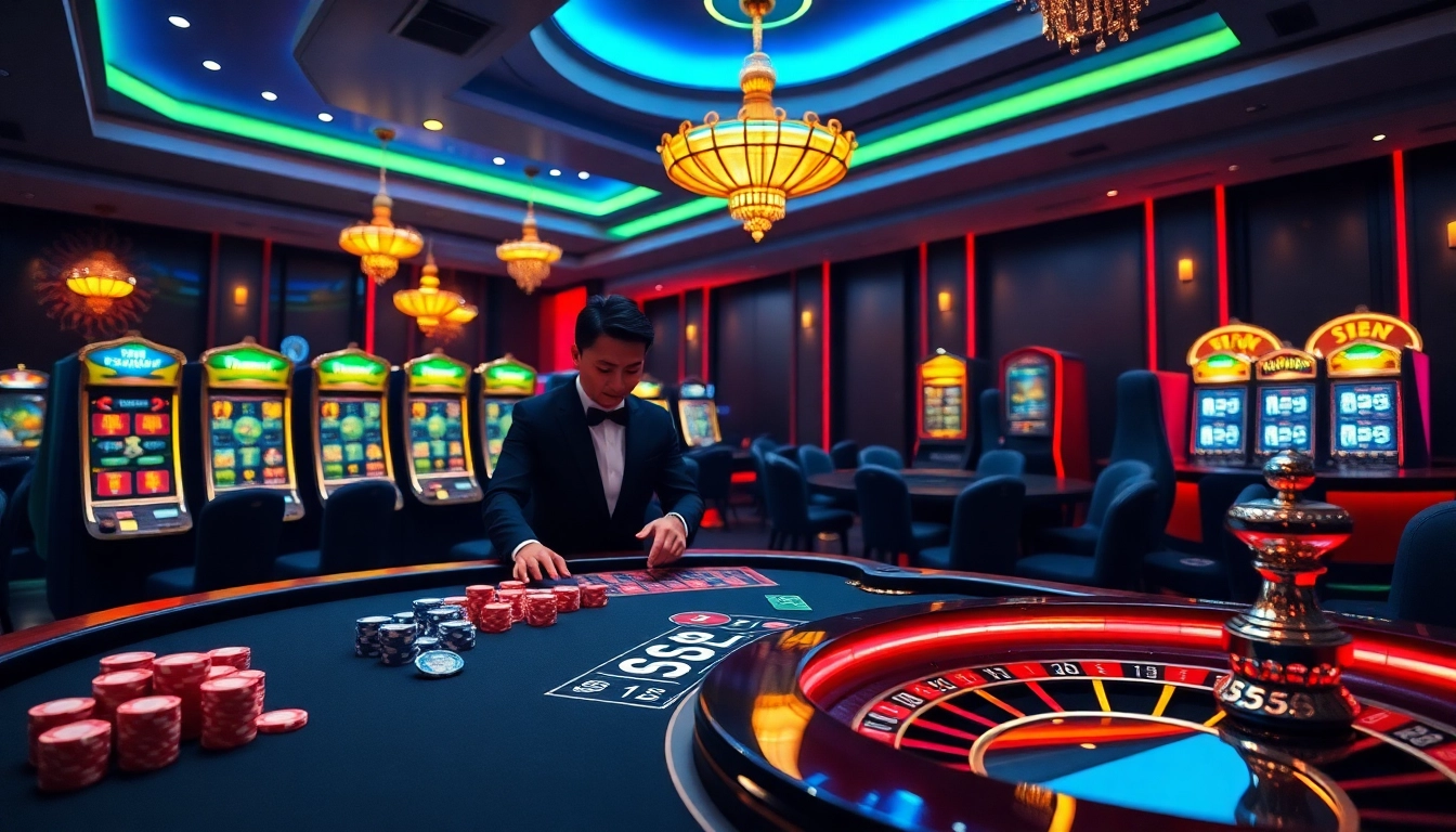Experience the excitement at nhà cái BL555 with vibrant casino tables and thrilling gambling action.