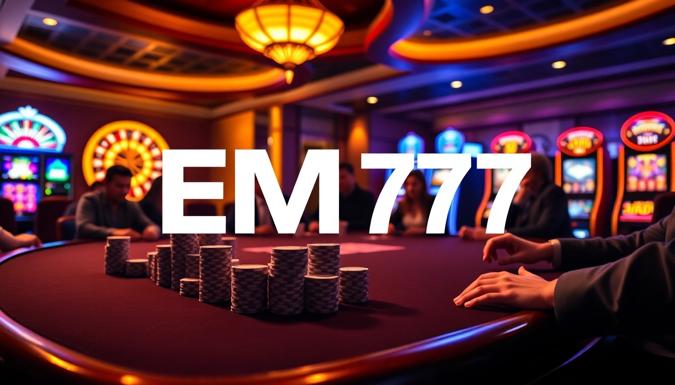 Experience thrilling gameplay at EM777 with players engaging at a vibrant poker table.